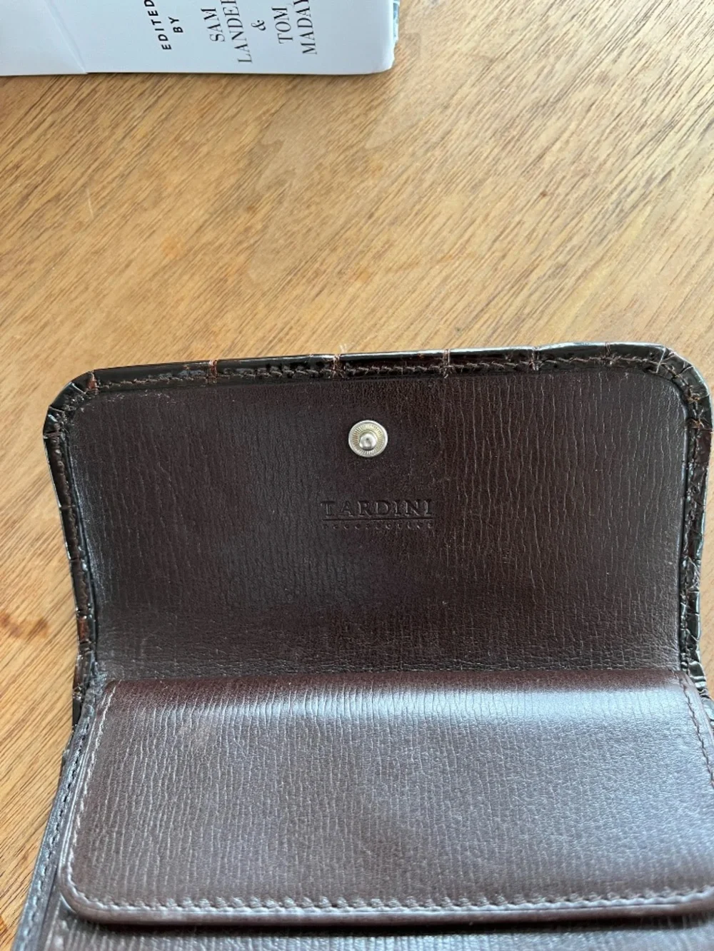 Tardini Genuine Crocodile Trifold Wallet Brown Made in Italy